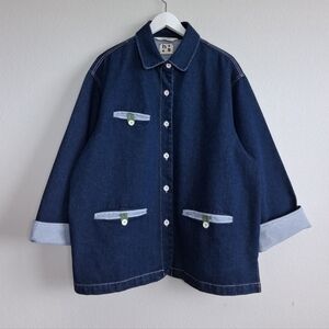 Sage Continental Shacket Indigo Denim Twill